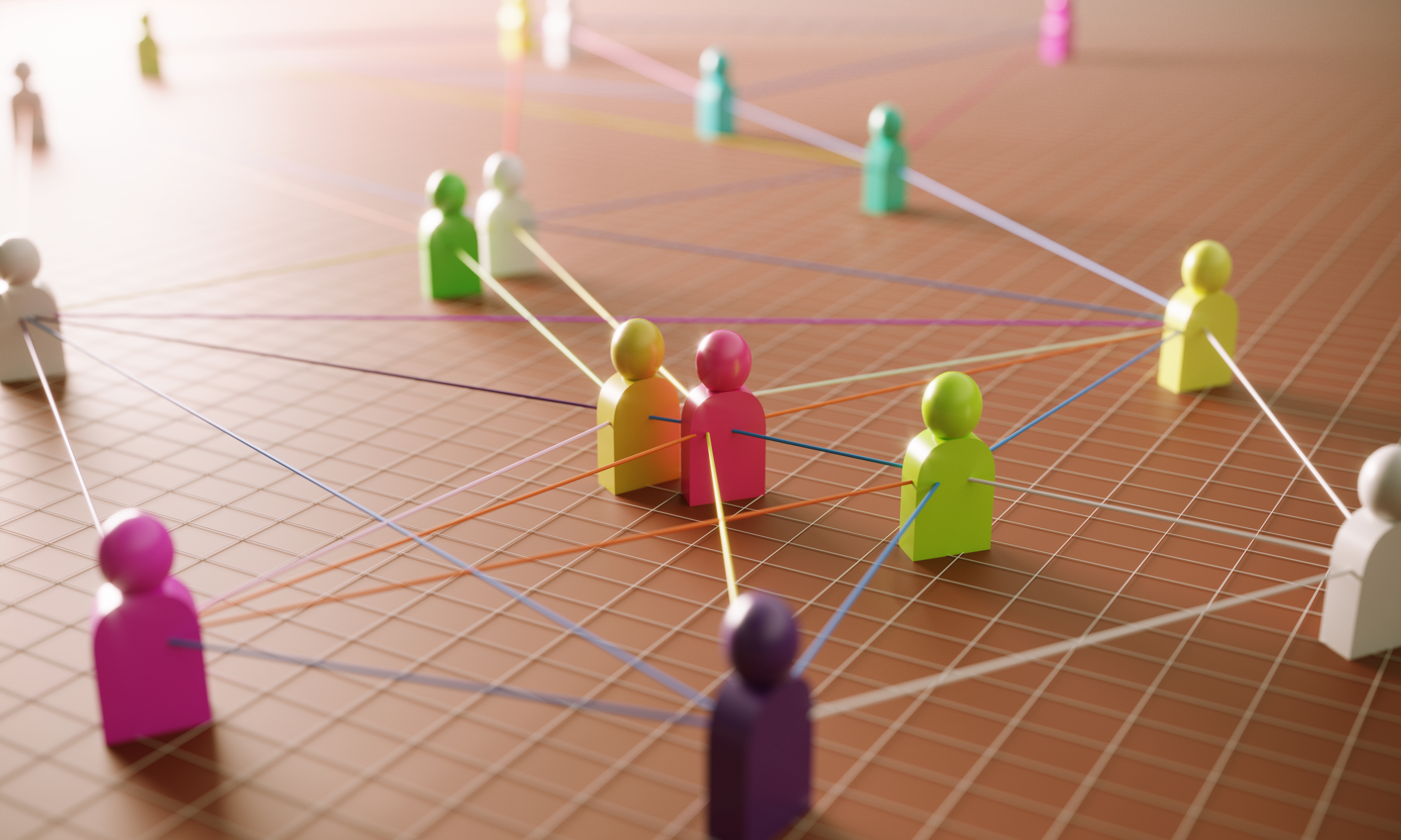 Communication concept with multi colored abstract people icons