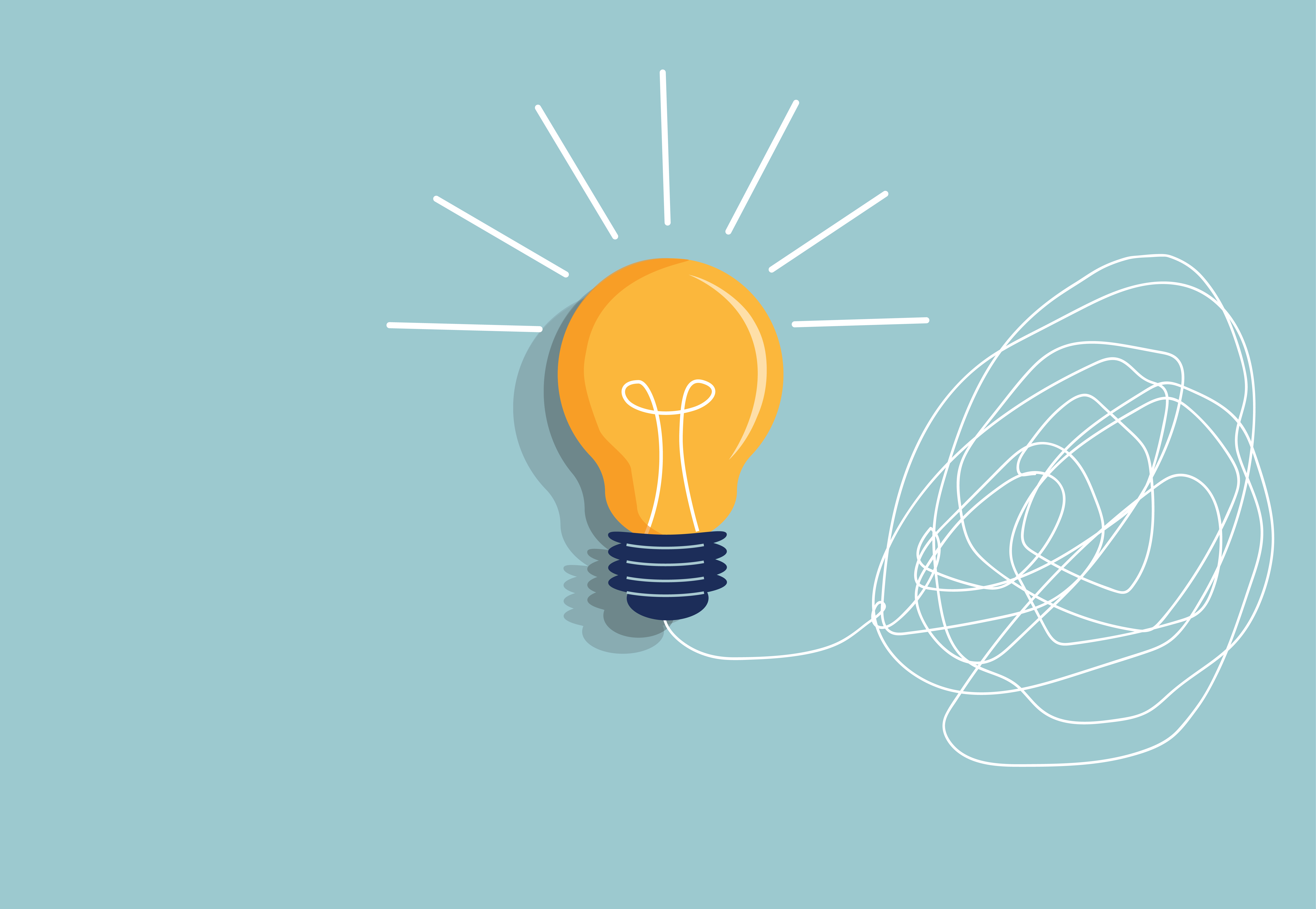 Illustration of a lightbulb on a blue background