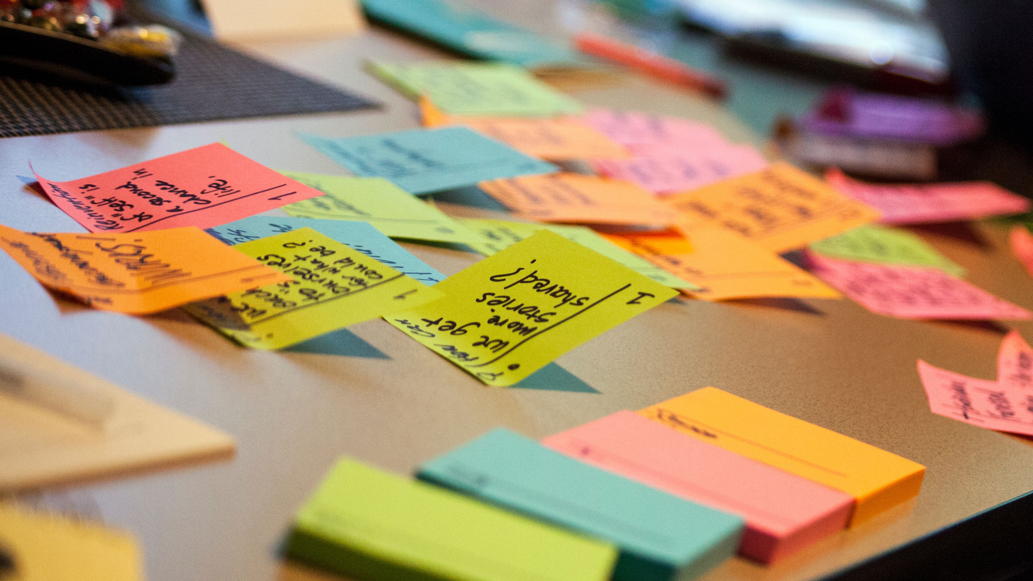 Sticky-notes on a desk 