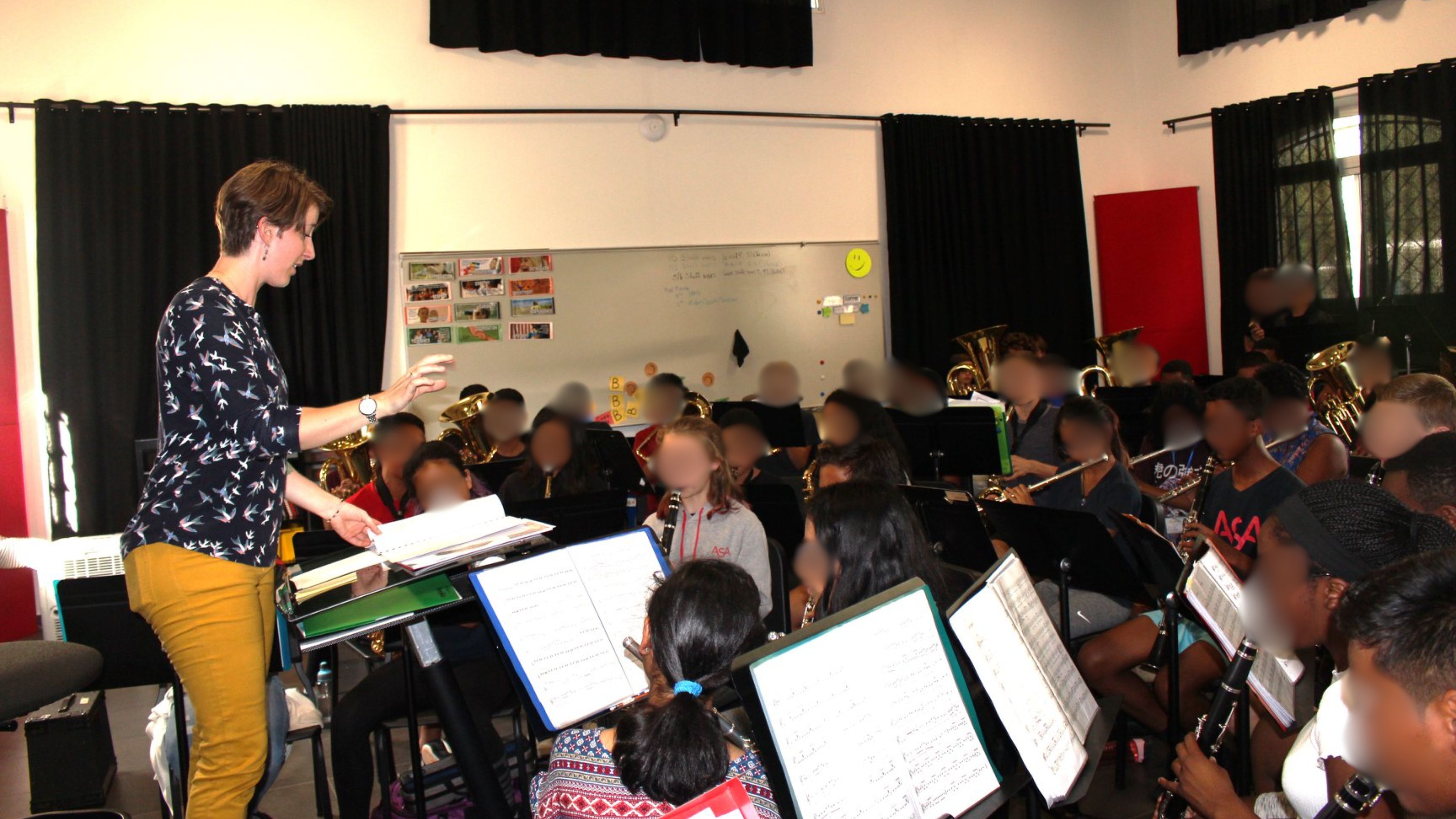 Erin Blass teaching a music class. 