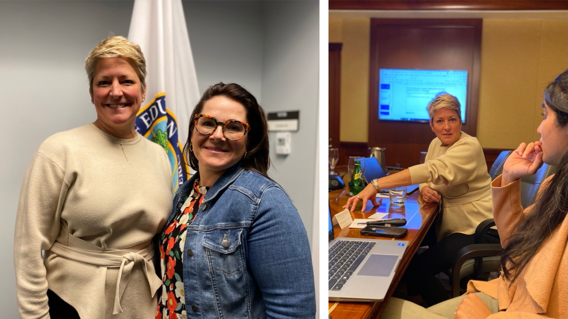 Kristin Nafziger, director, Southwest CC, with Erin Keltz (left), program officer, U.S. Department of Education, and Anushka Shirali (right), Deputy Director, National Comprehensive Center.
